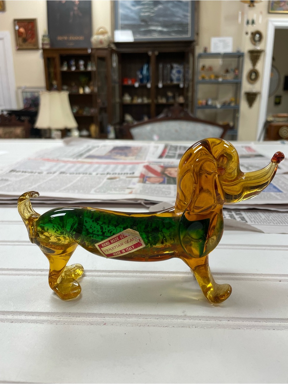 Vintage Venetian Murano Art Glass Dachshund Dog Figurine